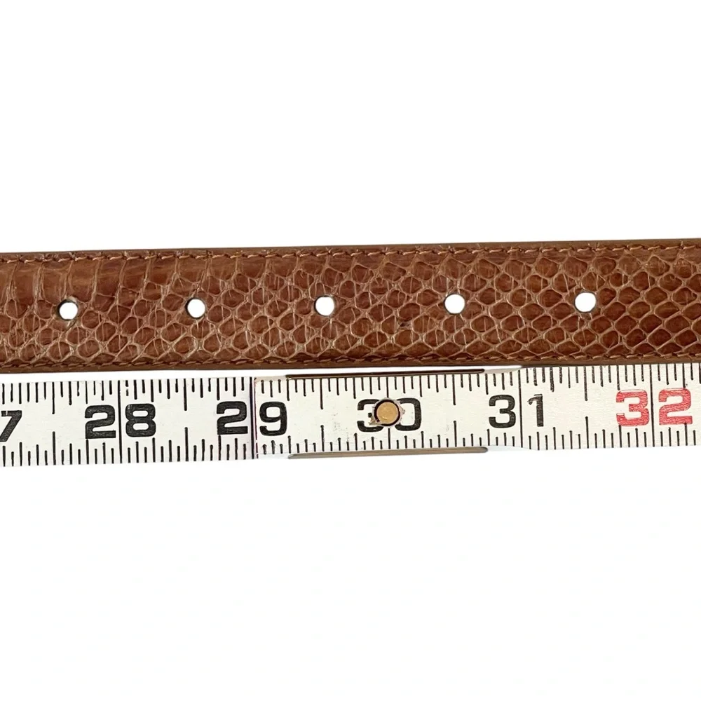 Brown Snakeskin Belt Vintage Square Covered Buckle Size S/M